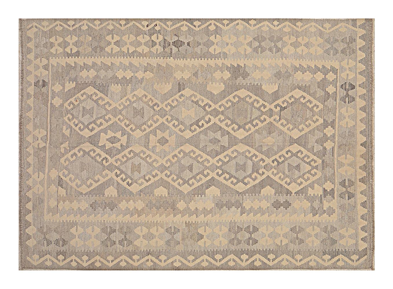 Tapis afghan kelim géométrique 170x240 grand tapis de sol beige naturel