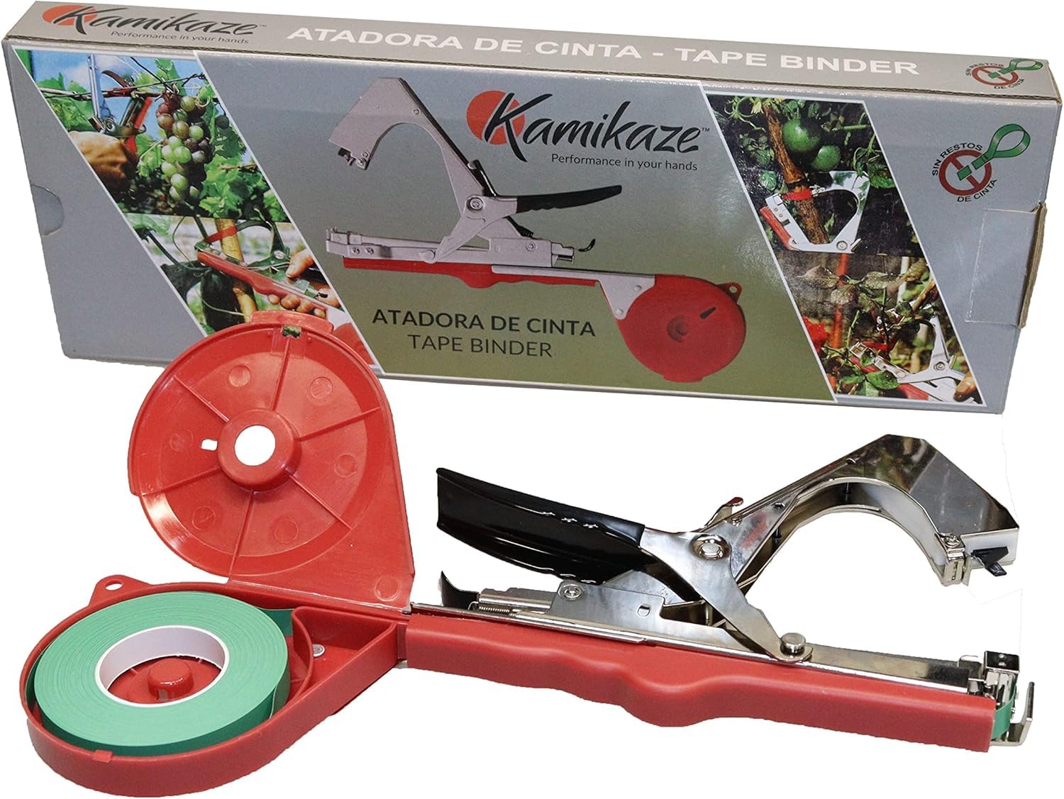KAMIKAZE PERFORMANCE IN YOUR HANDS atadora de Viña Atadora de Tomates Maquina de Atar Plantas Maquina para Atar Tomates + Grapas para Tomate Uvas Hortalizas Judías Flores Pimientos (Atadora)