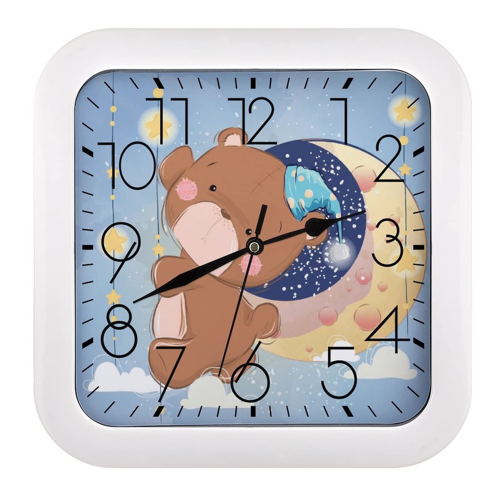 Pendule murale ours lune etoile moderne pour decorer l'ecole