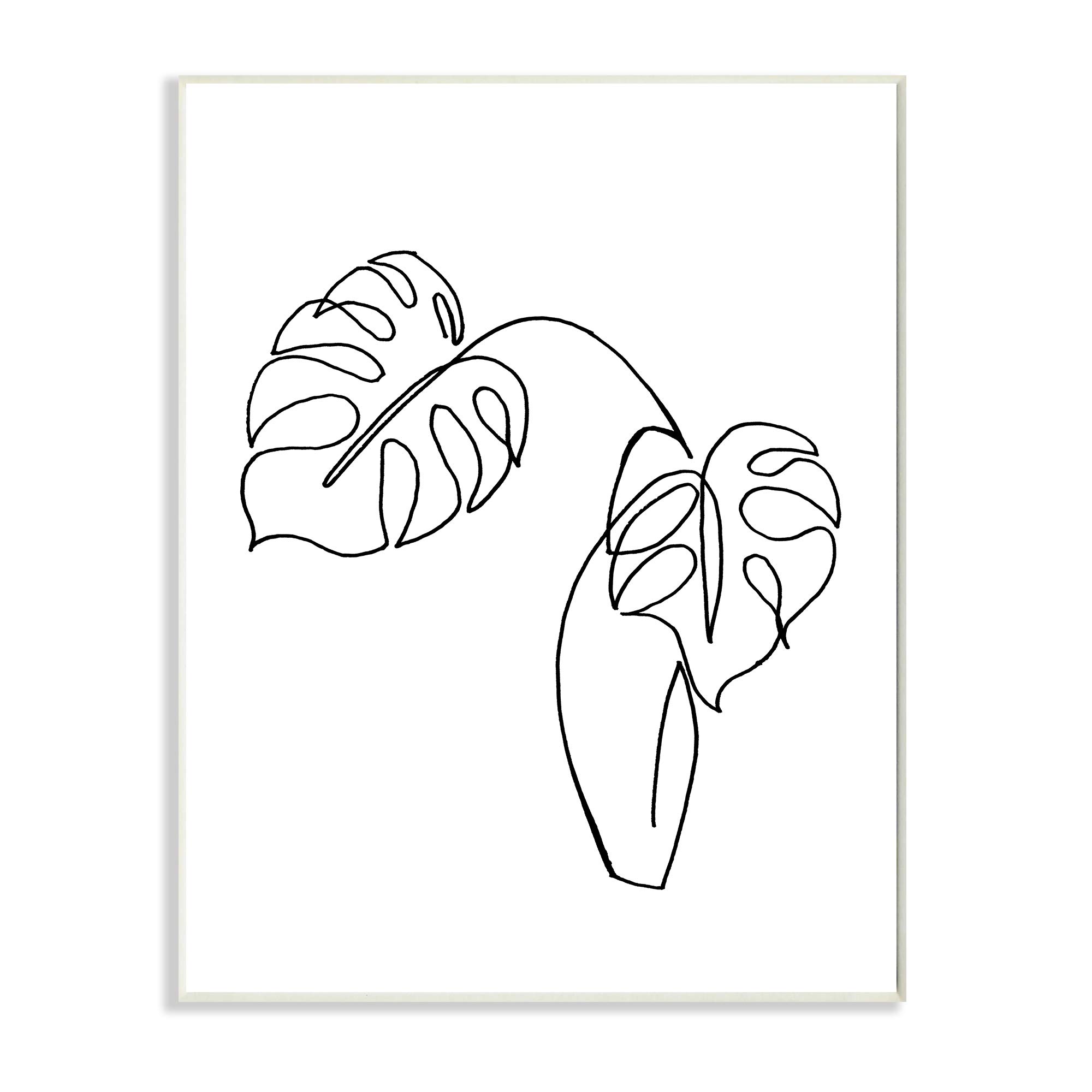 Stupell Industries Monstera Plants in Vase Single Line Drawing, Designed by Patricia Pinto Wall Plaque, 13 x 19, Black