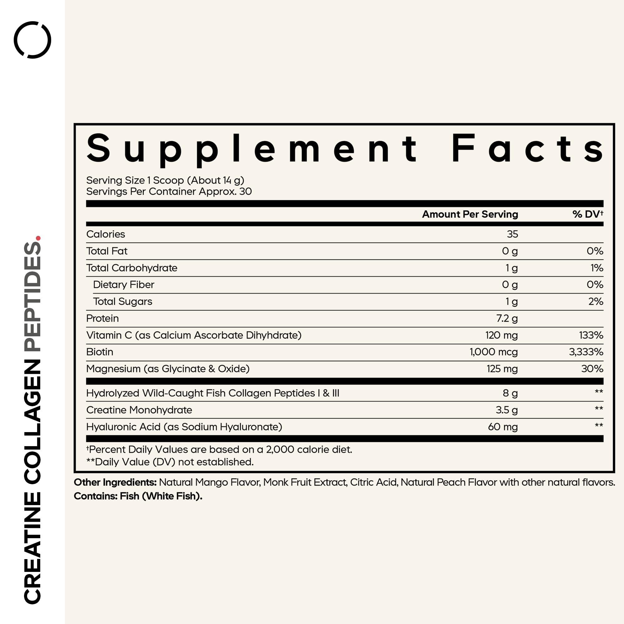 Codeage Creatine Collagen Powder, Marine Collagen, Magnesium, Mango, 15 oz — Amazon image 2