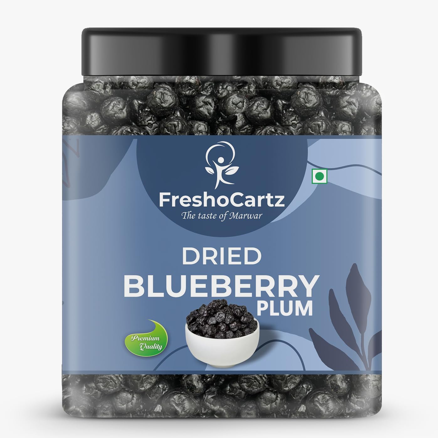 FreshoCartz Dried Blueberry Plum 1kg Jar Pack | Premium Soft & Juicy Seedless Dry Blueberries Plums | Rich in Calcium, Vitamin Sweet & Tangy Flavor for Baking, Desserts, Smoothies, & Trail Mix