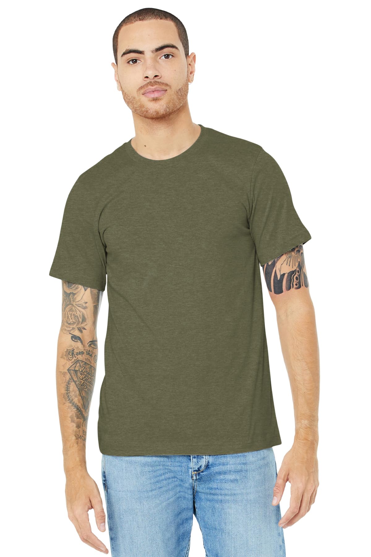 Bella Canvas Adults Unisex Heather CVC T-Shirt (XL) (Heather Olive Green)