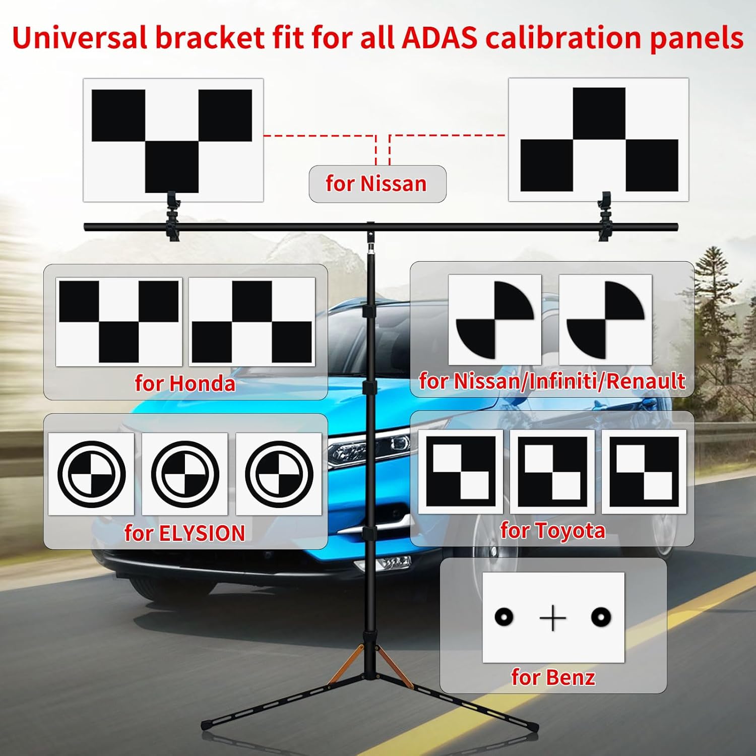 Aluminum Auto ADAS Calibration Bracket Triangular Bracket Ultimate Lightweight & Portable Display Stand for Sturdy Tripod Support and Universal Fit for All Target Boards for ADAS Calibration