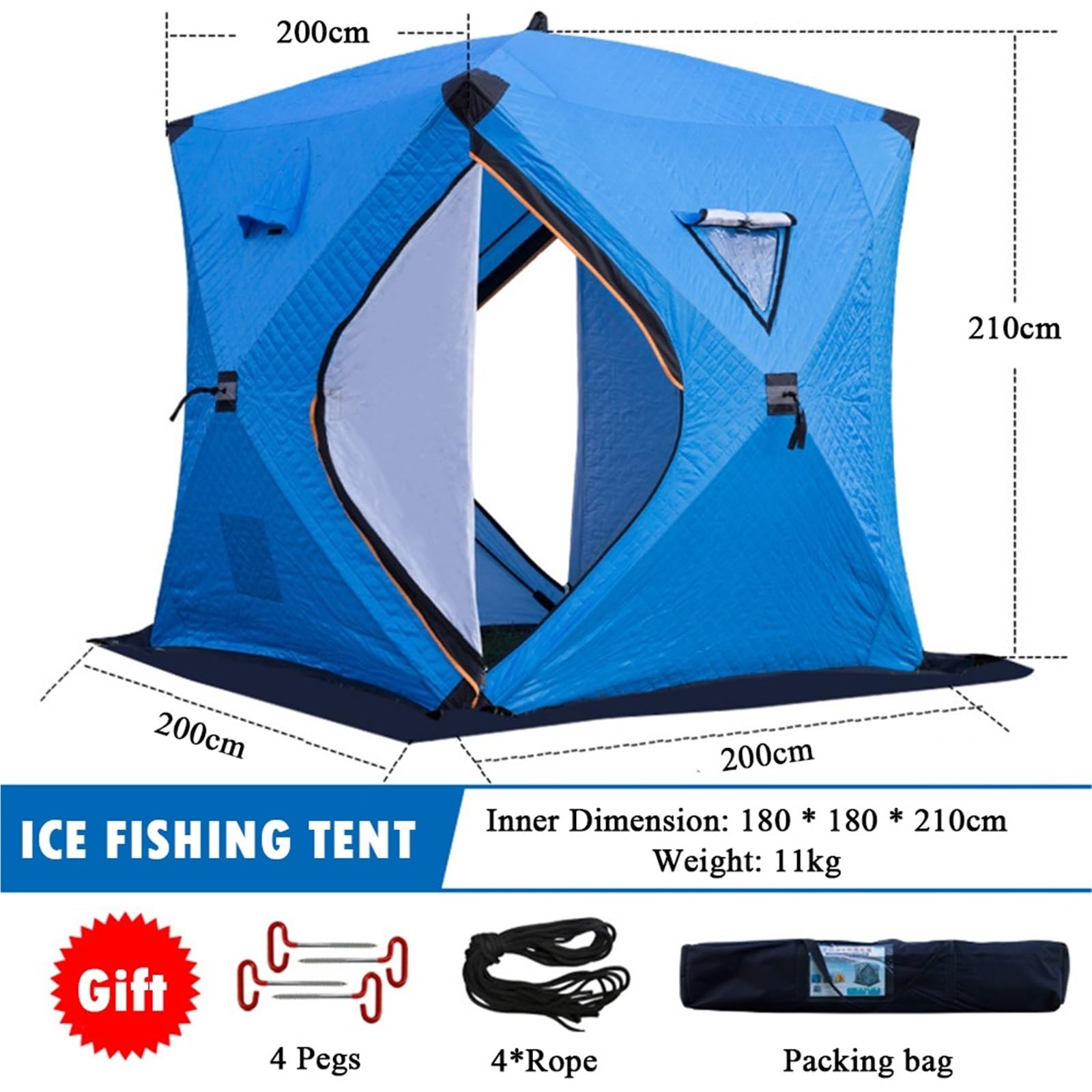 Tente de pêche d'hiver Facile à Installer, abri Portable sur Glace, équipement imperméable et Coupe-Vent pour Pique-Nique RandonnéE PêChe