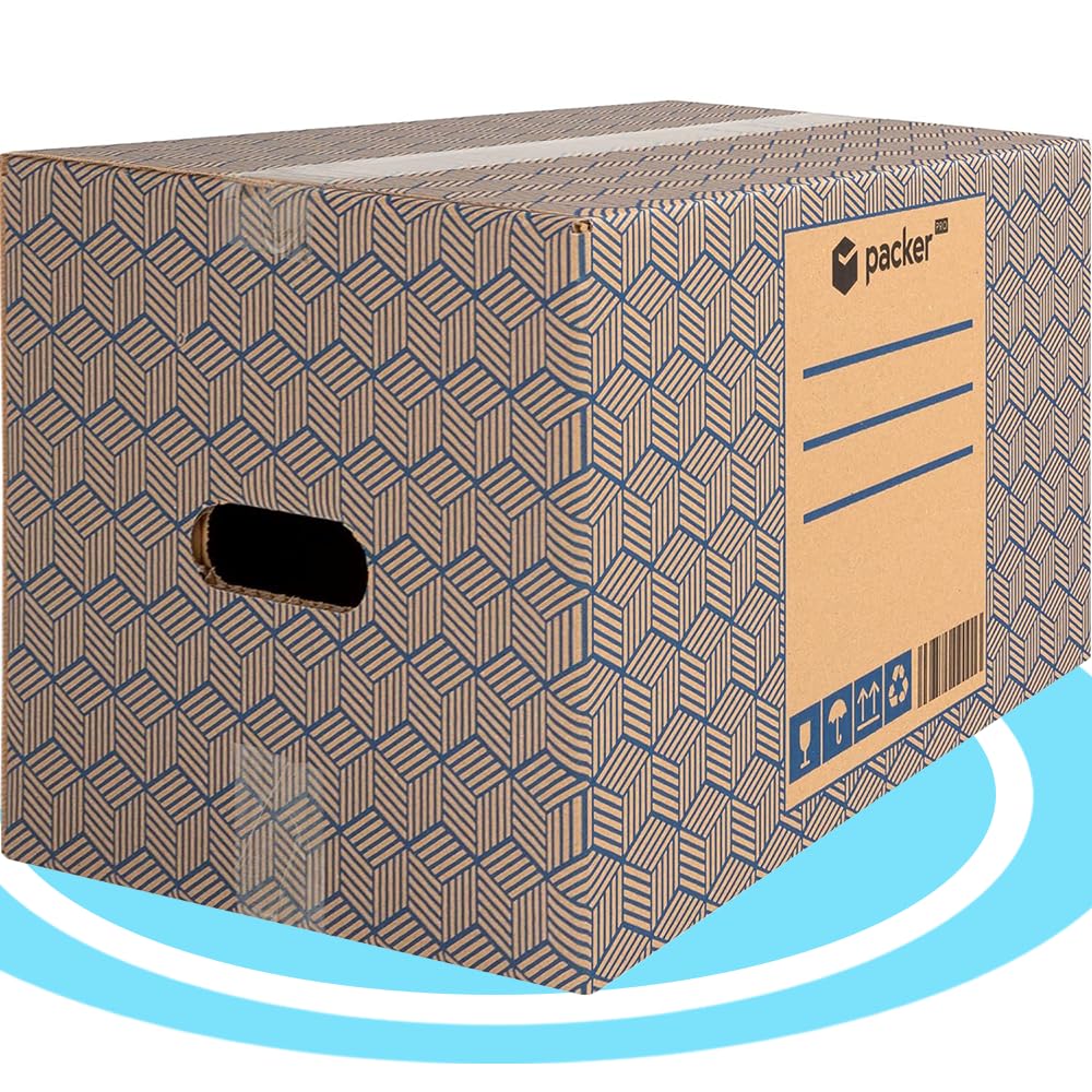 packer PRO Pack 10 Cajas Carton para Mudanzas y Almacenaje Ultra Resistentes con Asas 500x300x300mm