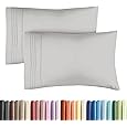 Elegant Comfort Luxury Ultra-Soft 2-Piece Pillowcase Set - 1500 Premium Hotel Quality Microfiber Double Brushed - Wrinkle Resistant, King Size, Silver Blue