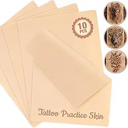Sukh 10 peças de pele em branco para prática de tatuagem – Prática de tatuagem na pele, 19 x 14 cm, sobrancelha dupla face de microblading de silicone falso para iniciantes e artistas experientes