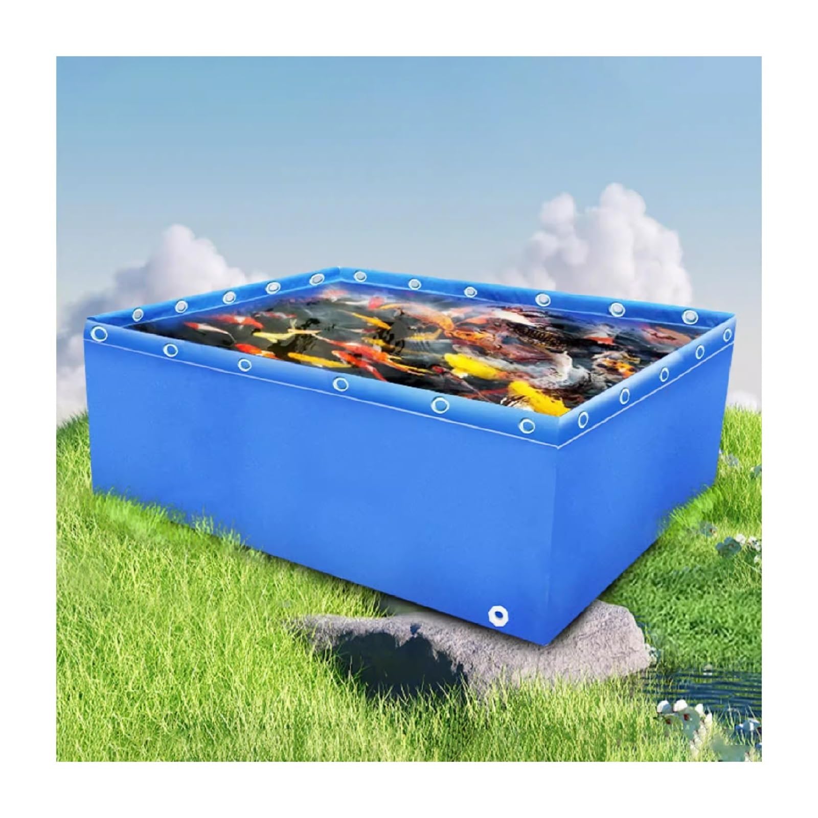 Tragbarer, Faltbarer Koi-Teich aus Segeltuch für die oberirdische Nutzung, geeignet für Aquakultur, Gartenbewässerung und als Wasserspeicher – ideal für Hobbygärtner.