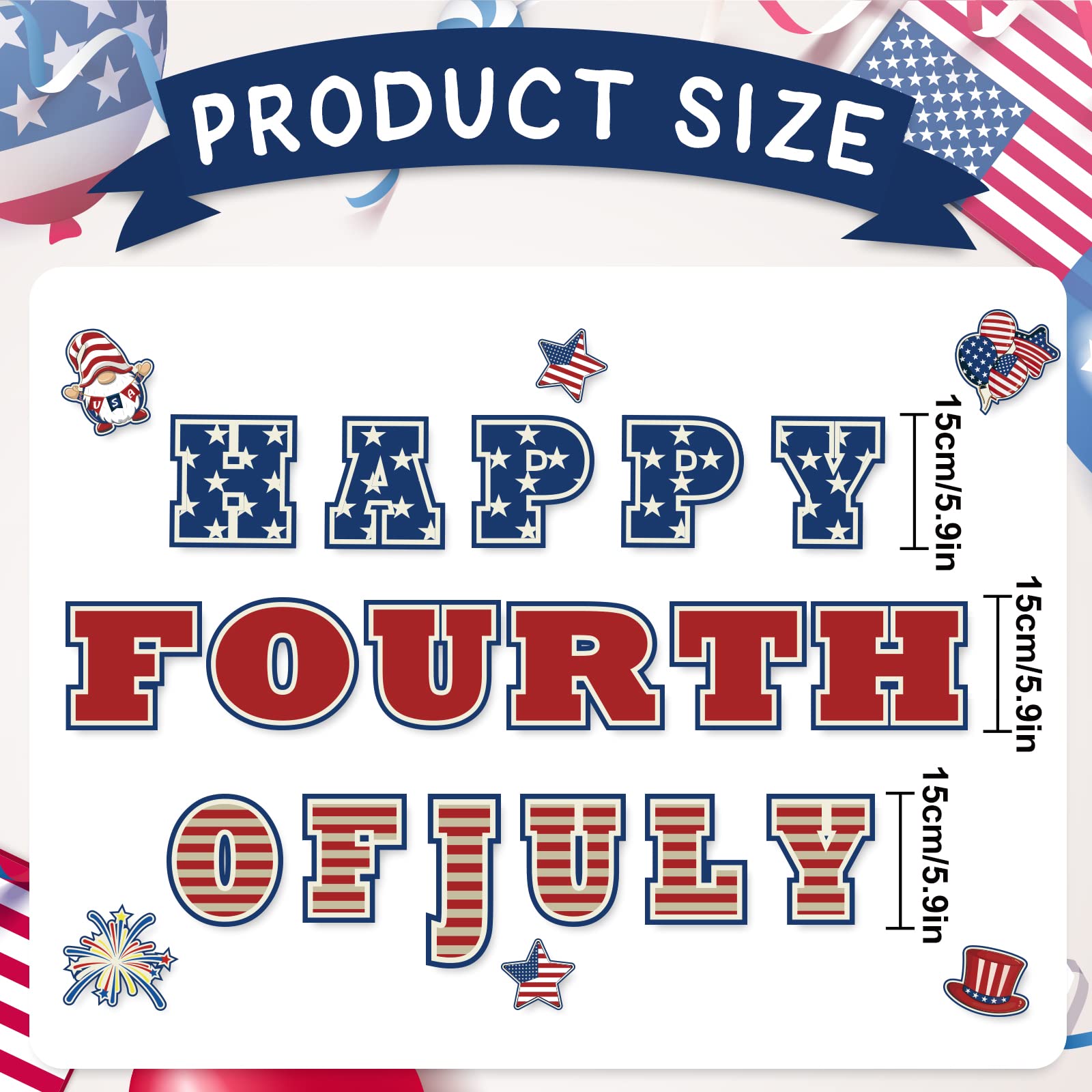 Whaline 23Pcs 4th of July Patriotic Garage Door Magnets Sticker Happy Magnet Decal Refrigerator Sticker American Flag Theme Garage Decal for Independence Day Party Supplies Home Decor