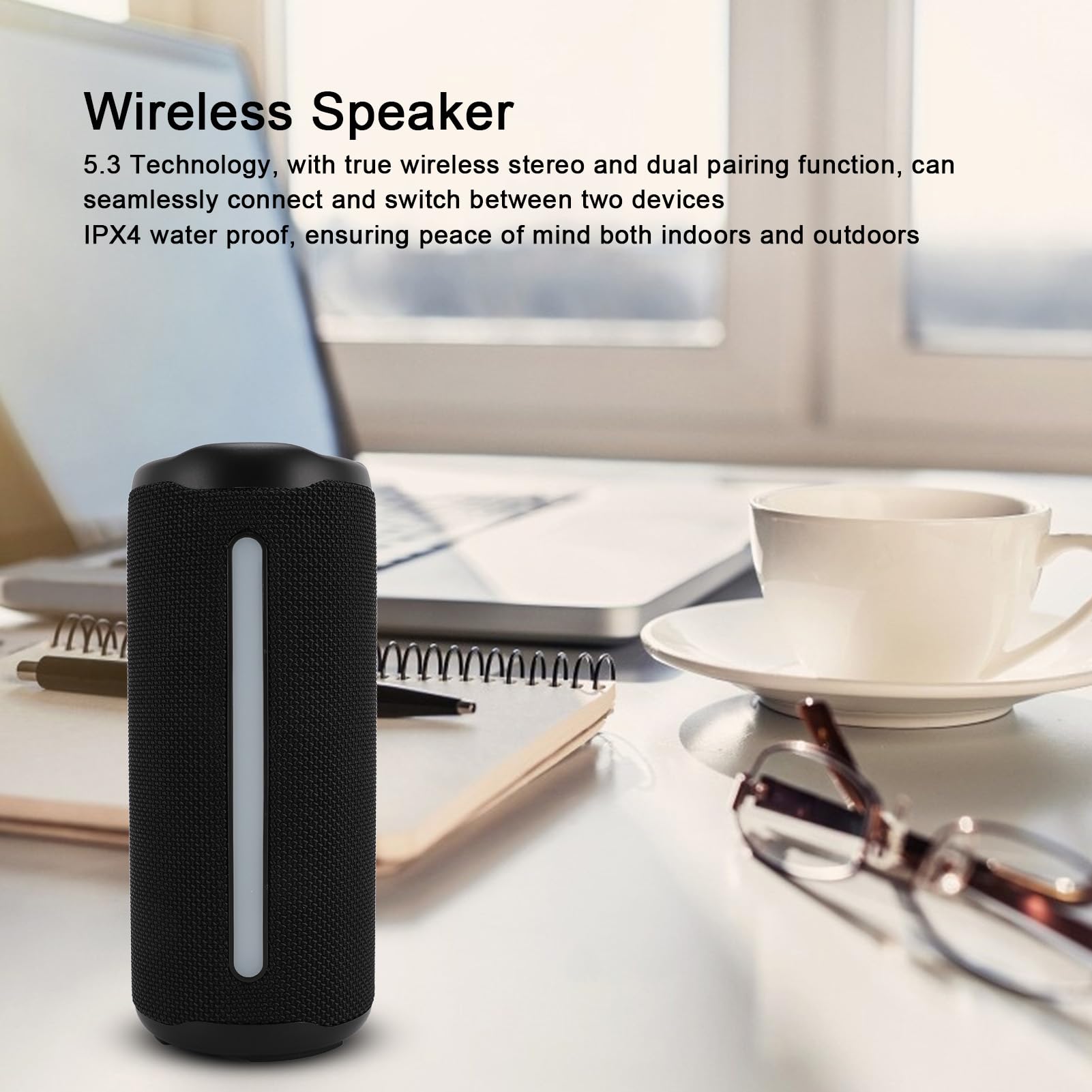 Głośniki Bluetooth, Przenośny Głośnik Stereo WL ze światłem RGB, Wodoodporne Głośniki IPX4 z Bluetooth 5.3, Wbudowany Mikrofon, Obsługa Karty Pamięci 128 GB na imprezę domową na