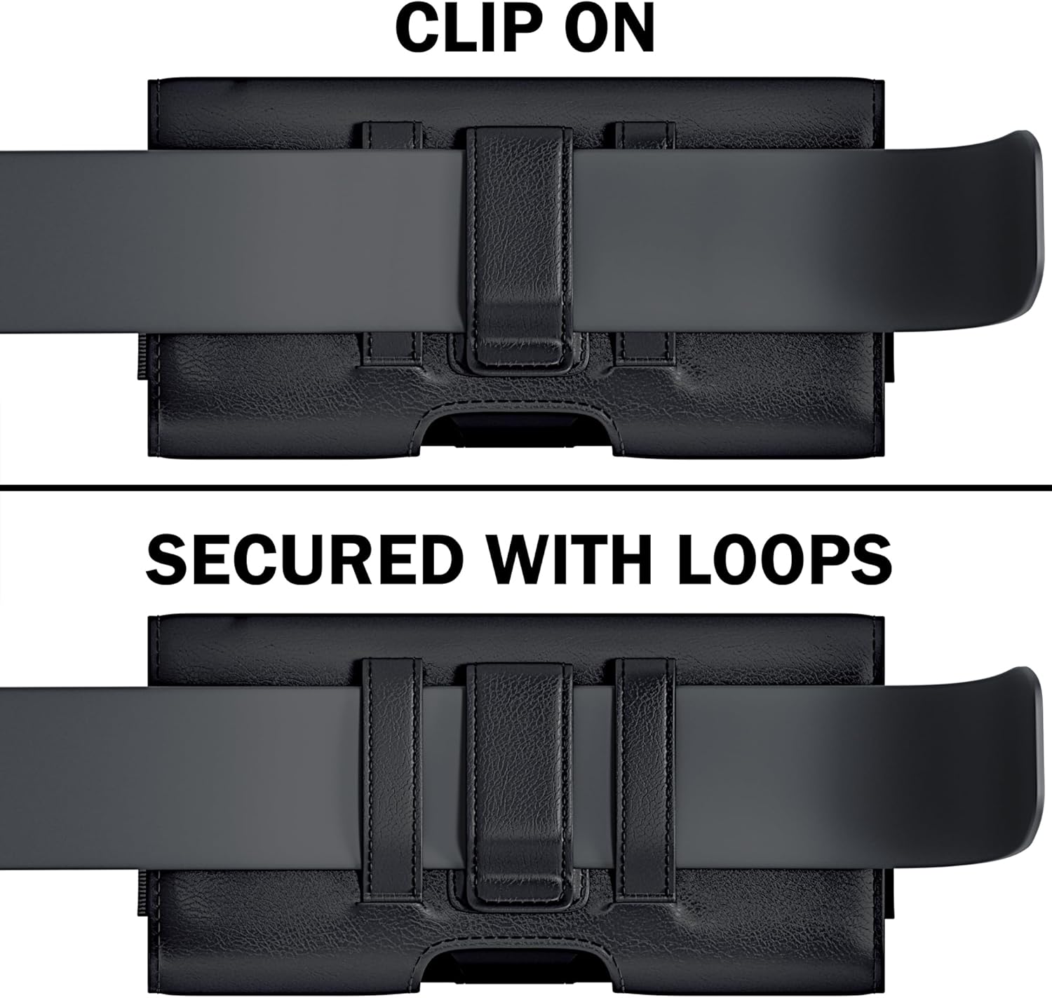 DeBin Cell Phone Belt Clip Case Compatible with iPhone 16 16e 15 14 13 12 11 Xs Xs & Pro Models, Leather Holster with ID/Credit Card Pouch, Magnetic Cover - Black - Image 4