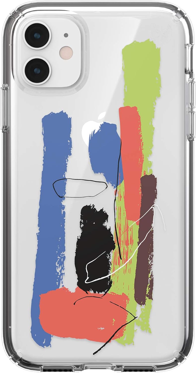 Speck Products Presidio Clear + Print iPhone 11Case, PaintSplatter Blue/Clear