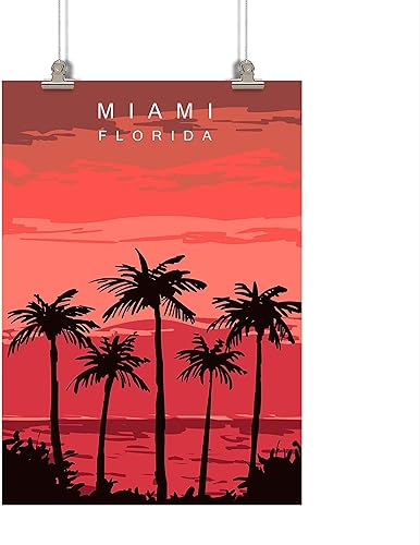 EzPosterPrints - Pósteres retro de Estados Unidos famosos de la ciudad - Impresión de póster decorativo, vintage, retro, grunge de viaje - Impresión