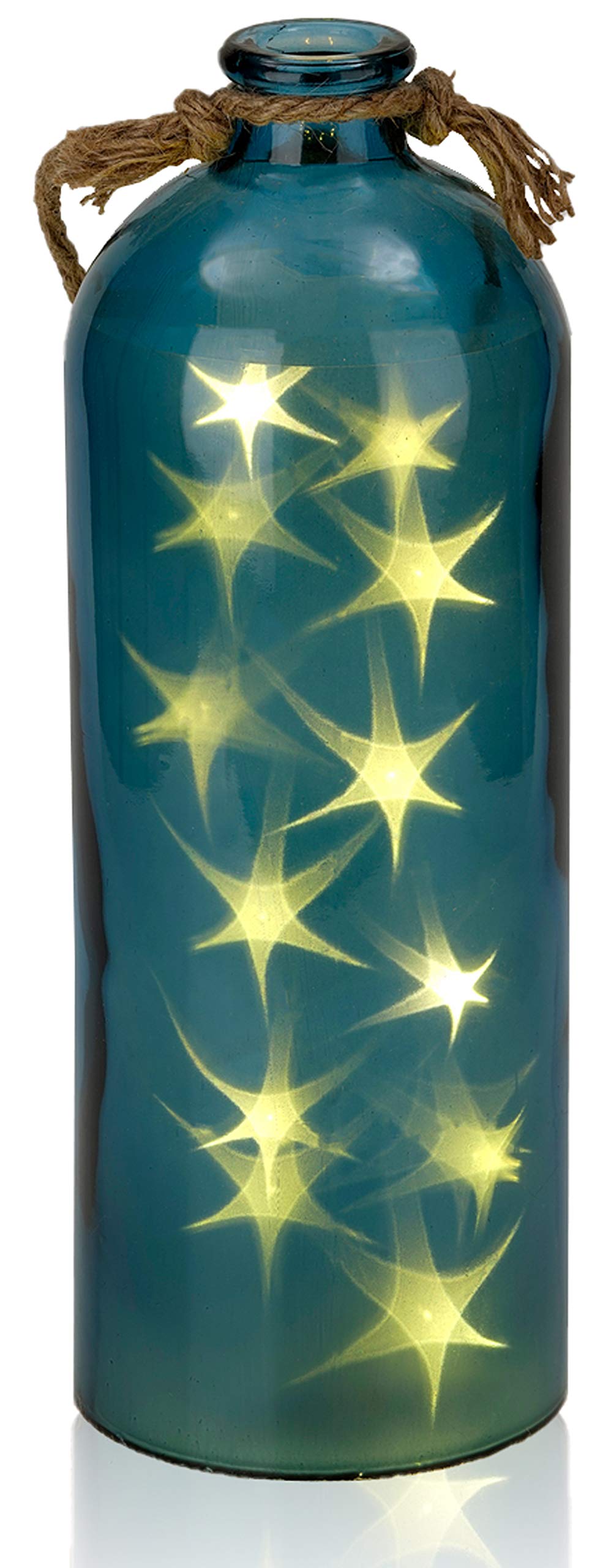 BRUBAKER Bottle Light with 10 LED Stars Pendant Lamp Hanging 4.3 x 12.4 Inches Blue