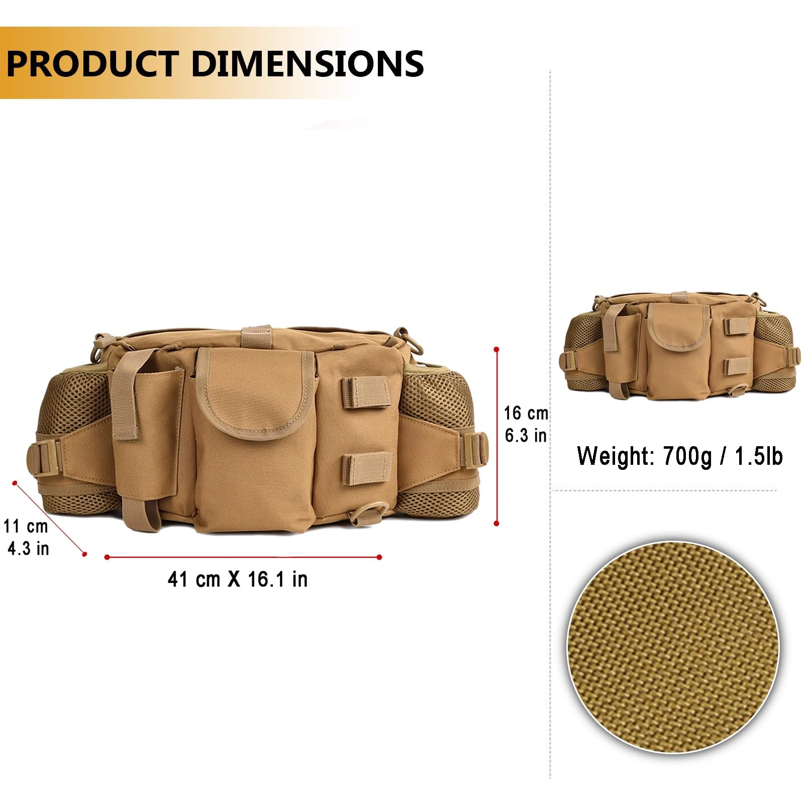Borsa Cintura Tattica, Borsa Crossbody MOLLE, Borsa Borraccia Militare