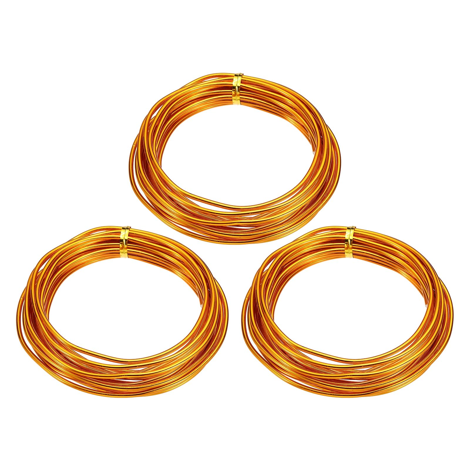 sourcing map 3 Roll Bonsai Wire 2.5mm Each Roll 16.4ft (5m) Anodized Aluminum Bonsai Wire for Gardening Tree Branch Fixing DIY Crafting, Gold