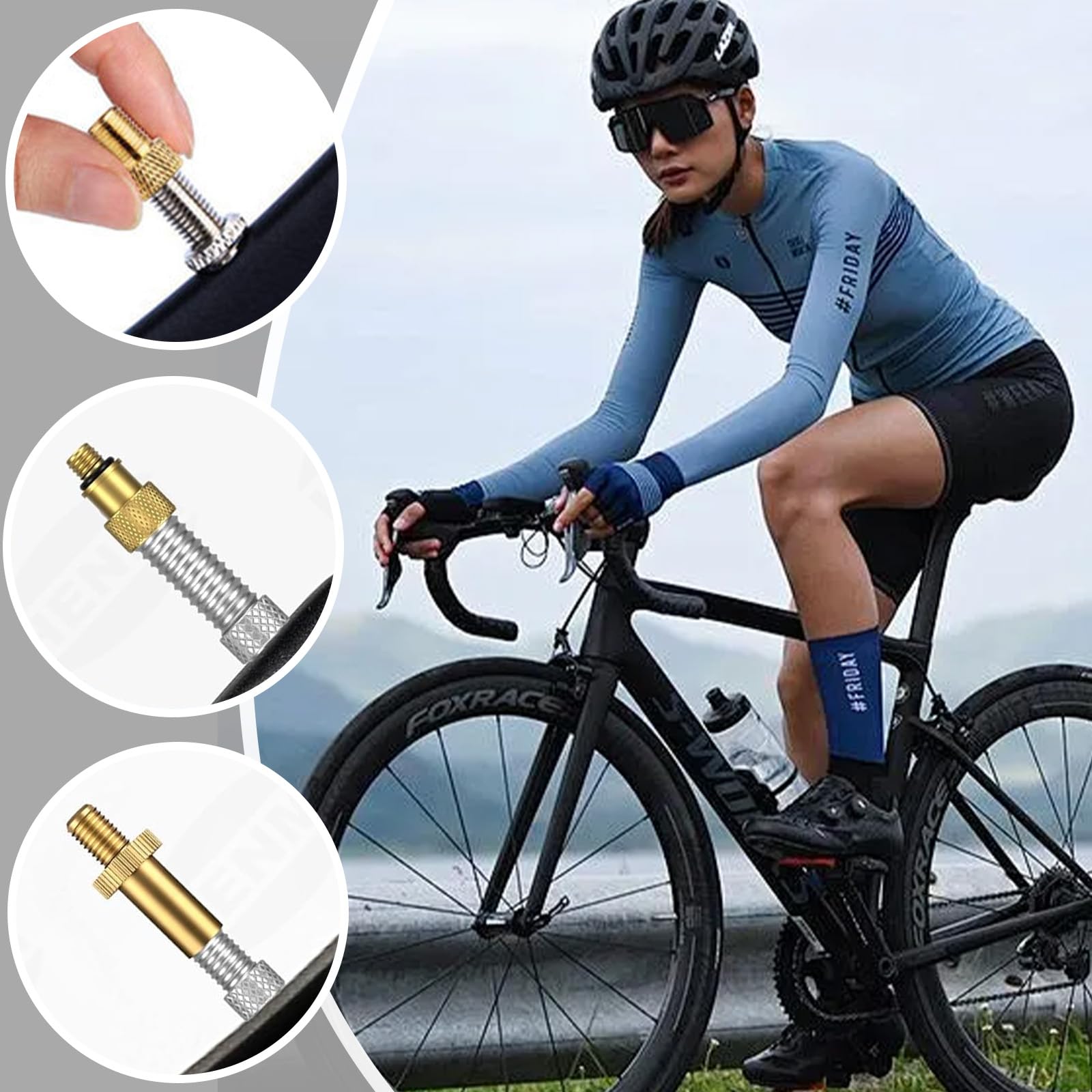 Adattatore Valvola Bici, 21 Pezzi Adattatore Valvola Presta, SV DV AV Adattatore Pompa Bici, Kit Gonfiaggio Bici, Adattatore Compressore Bici Adatto per Pneumatici per Palloncini e Cuscini D'aria