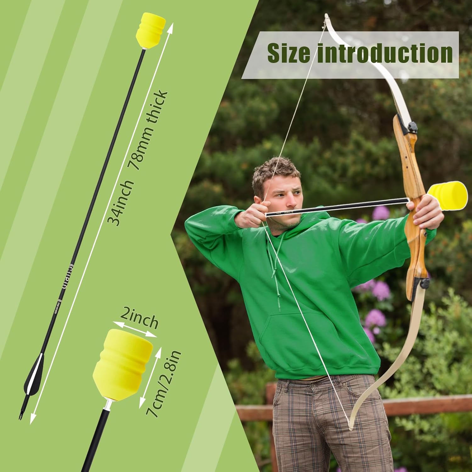 30 Inch Foam Tipped Arrows, 6/12 Pcs Removable Sponge Tip Archery Practice Arrows with Archery Carbon Bow for Compound Bow, Hunting Practice, Combat Game, Training