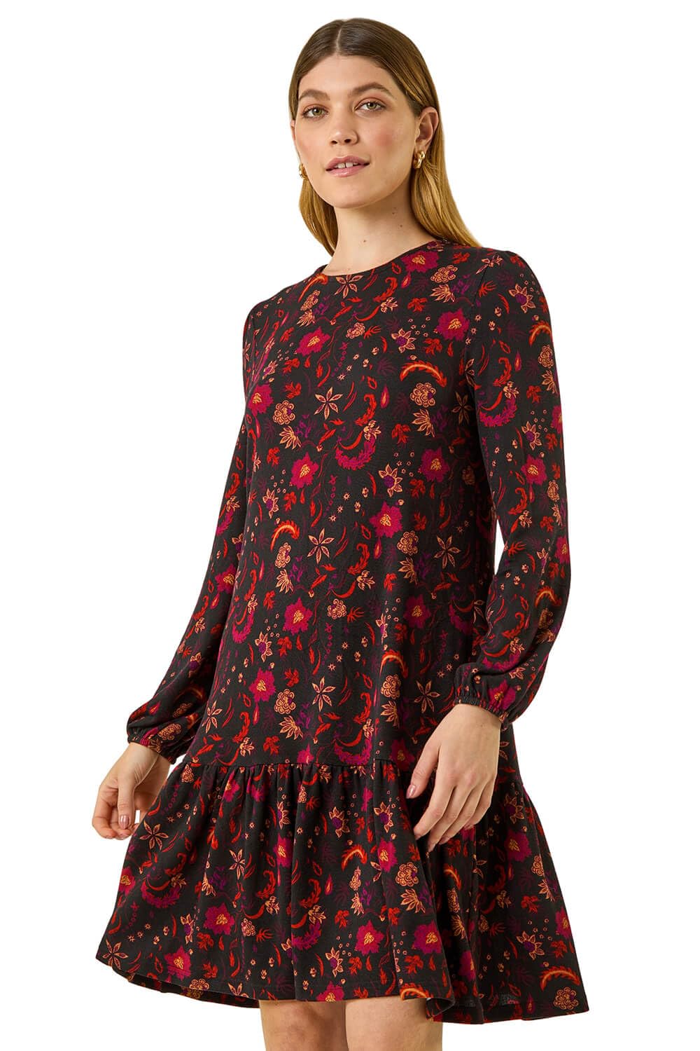 Roman Women's Multi Floral Print A-Line Stretch Dress Size 18