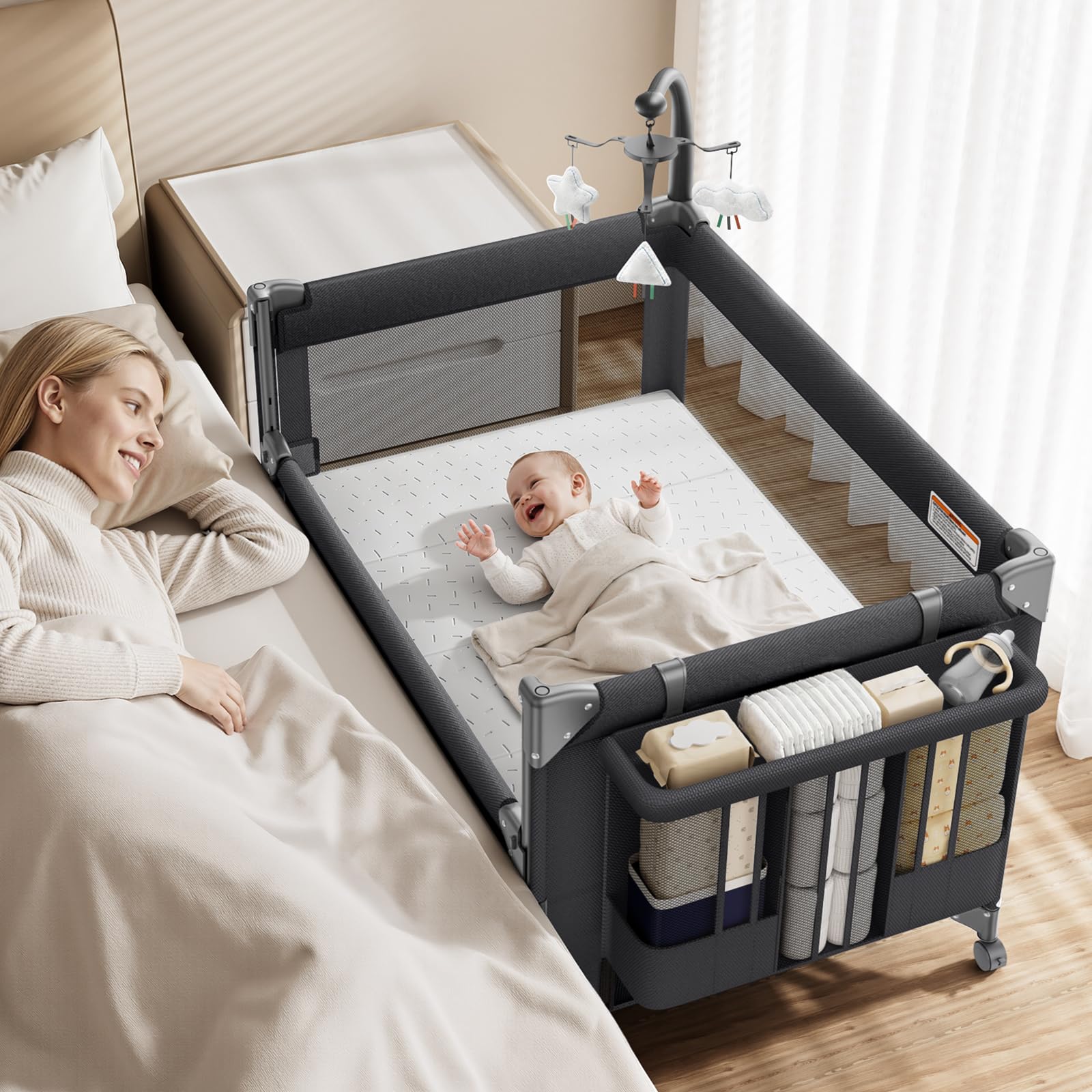 Amazon.com : GAIVE 4 in 1 Baby Bassinet, One-Push Setup Pack and