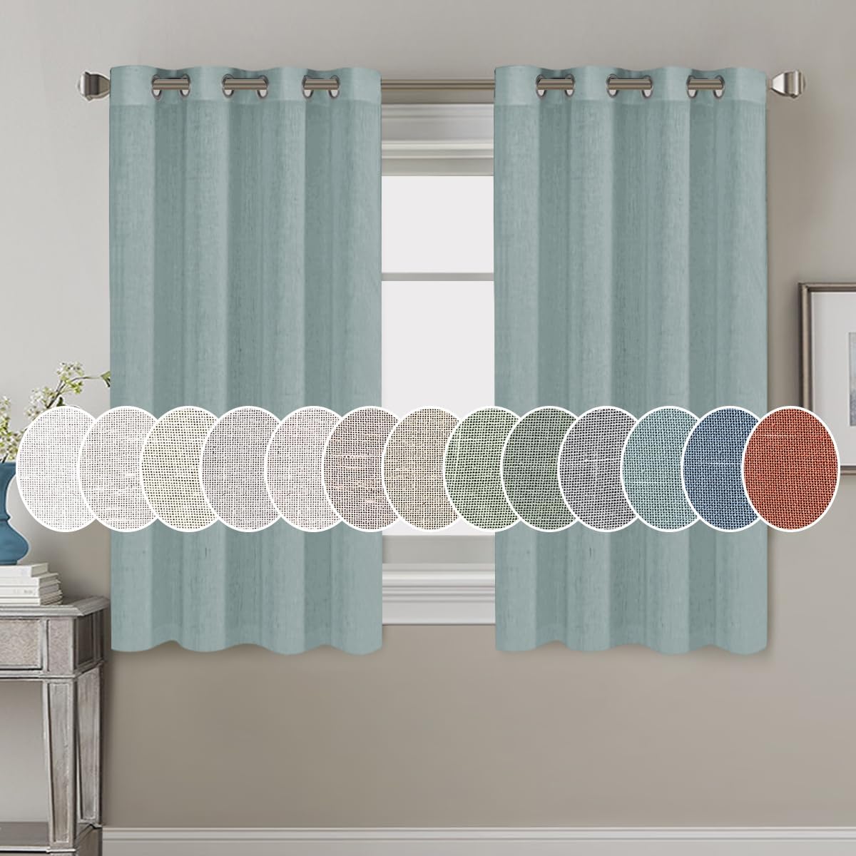 H.VERSAILTEX Living Room Linen Curtains Semi Sheer Curtains Nickel Grommet Curtains Energy Saving Light Filtering Window Treatments Panels for Bedroom, Cloud Blue, 2 Panels, 52 x 54 - Inch 52"W x 54"L (Pack of 2) Cloud Blue