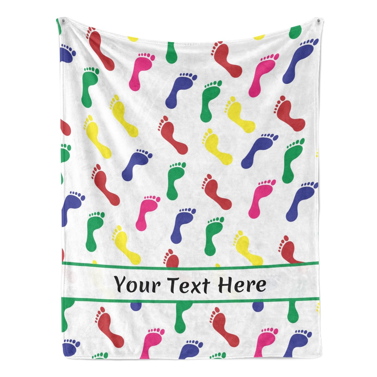 Couverture flanelle personnalisée avec empreintes de pieds pour lit et canapé