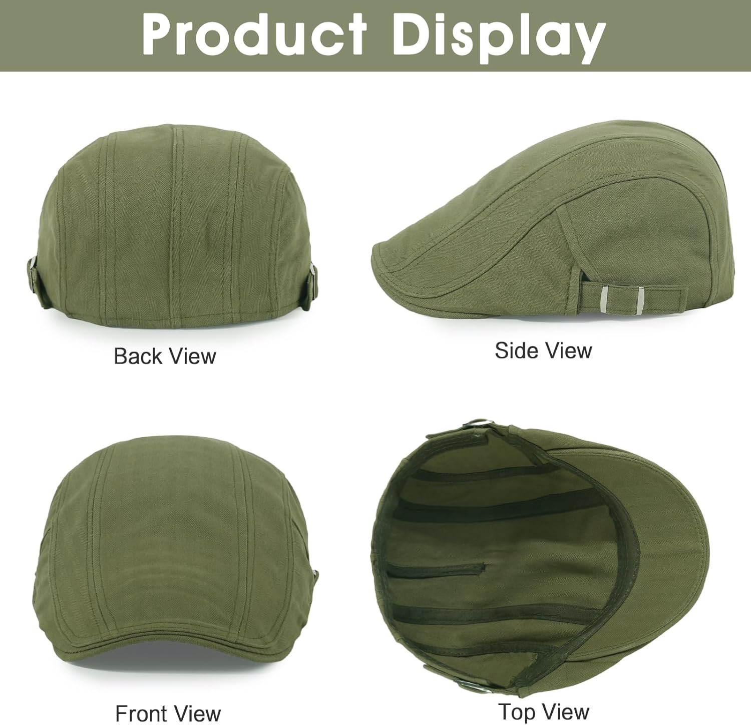 3Pcs Cotton Newsboy Hat for Men Cool Adjustable Flat Cap - Image 4