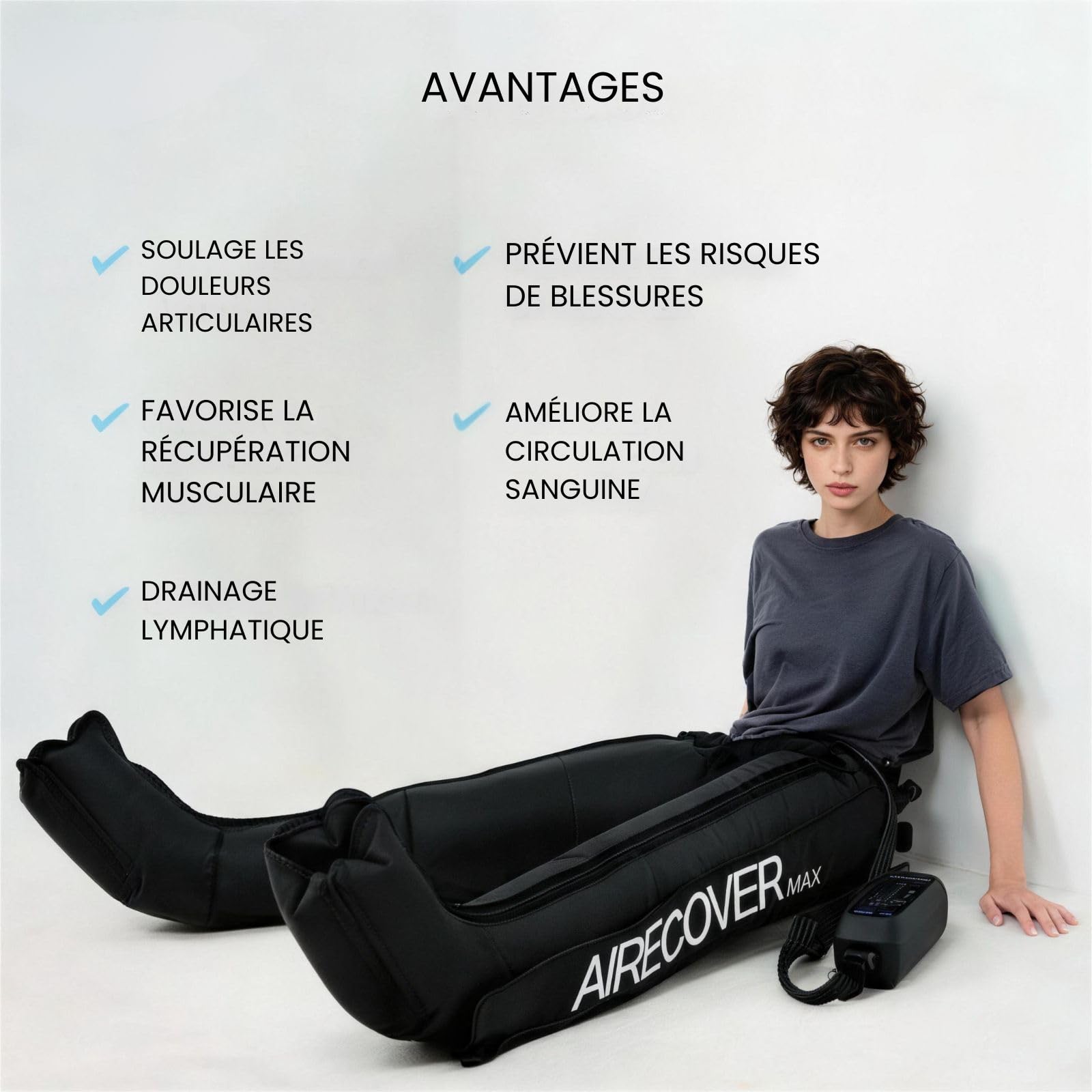 Pressothérapie pour la Maison, Masseur de Jambes avec 4 Chambres pour Améliorer la Circulation Sanguine et le Drainage Lymphatique, Bottes de Récupération pour la Relaxation Musculaire et