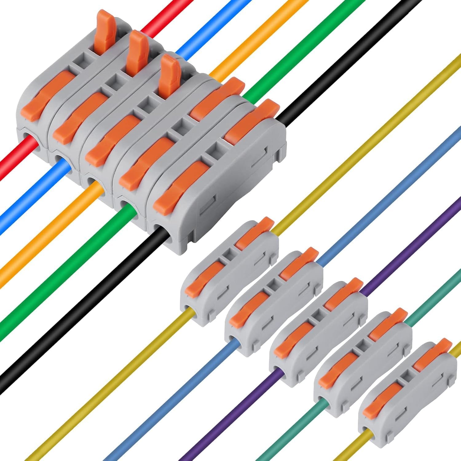 34 Pcs Splicing Wire Jointer Set for 28-11 AWG Solid, Stranded, & Flexible Cables – Compact Inline Terminal Block, Quick-Connect Toolless Splice, Fire-Resistant Polycarbonate for Home-image-36
