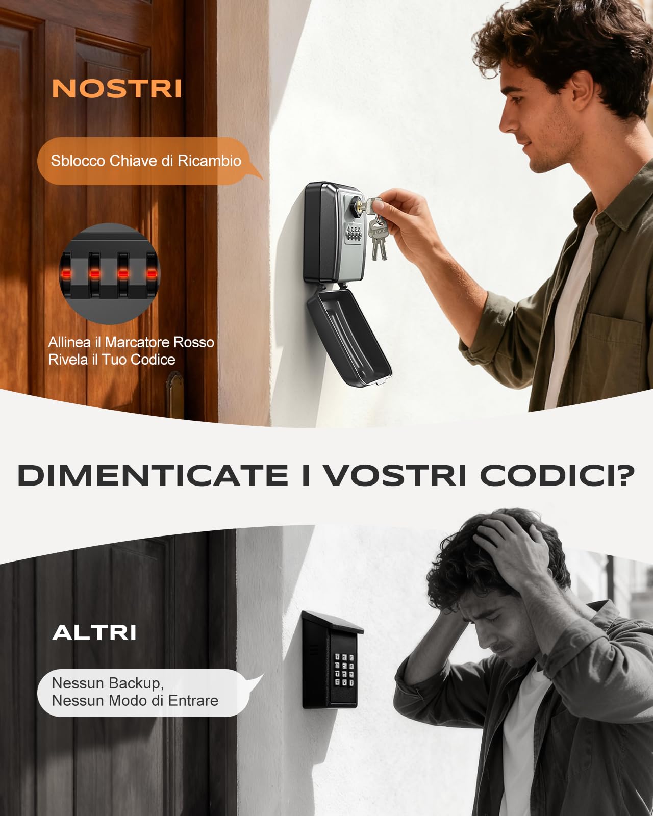 Mohard Key Box, 3 Key Ricambio Resettabile Cassetta Chiavi con Codice 4 Cifre, Impermeabili & Grande Capacità Cassaforte Hotel Chiavi Sicurezza Self Check in per Casa, Appartamento, Ufficio, Garage