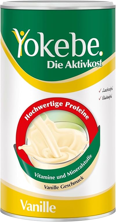 YOKEBE Vanille – Diätshake zum Abnehmen – glutenfrei, laktosefrei und vegetarisch – Mahlzeitersatz zur Gewichtsabnahme mit hochwertigen Proteinen – Vanille-Geschmack – 500 g