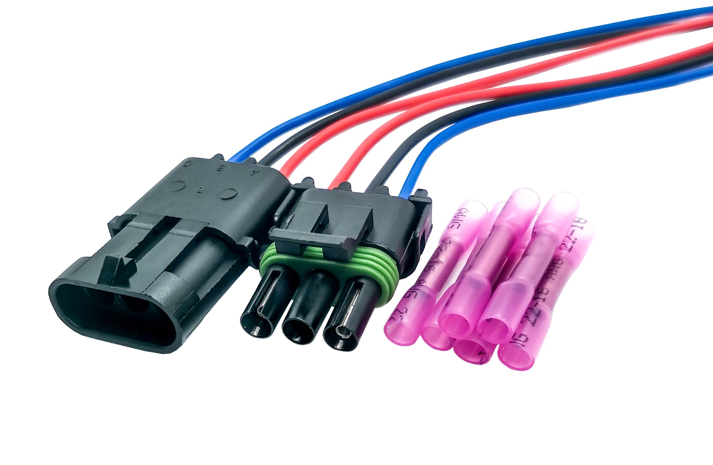 Photo 1 of 3 Way Male Female Weather Pack Series Connector Kit Assembled with 16 AWG 12010717 12015793 Harness Cable Plug