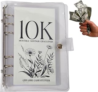 12-Month Envelopes Money Saving Challenge Binder, Savings Challenge Book with Cash Envelopes, Reusable 2.5K/5K/10K Dollars Money Book for Cash Saving, Money Saving Budget Binder for Adults Kids (10K)