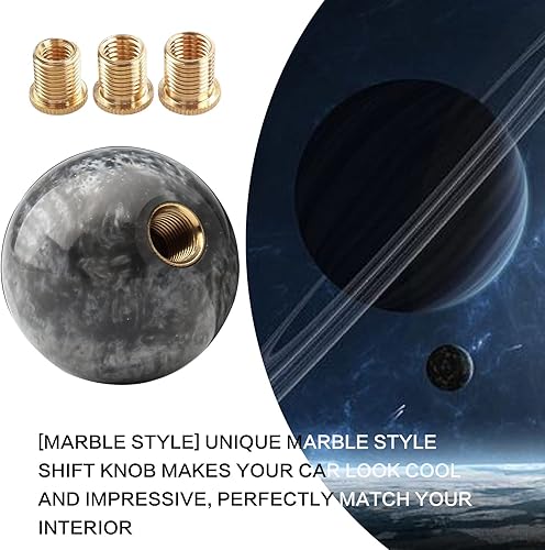 Miniatura 33 de Pomo de palanca de cambios redondo universal estilo mármol 5 6 velocidades para vehículos automáticos manuales con adaptadores (morado)