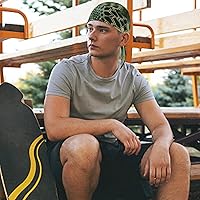 Vista 4 de DOCILA 3 piezas Do Rags para hombre, diseño de calavera, bandana y gorro transpirable