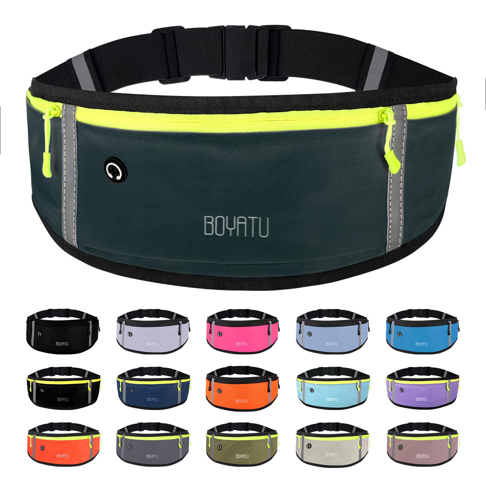 Running Belt Waist Fanny Pack: Slim Phone Holder Workout Pouch for Walking JoggingDark Green