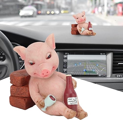 Miniatura 5 de Estatua de cerdos mini figura de cerdos, decoración del hogar de goma, estatua de jardín de animales de la suerte para micro paisaje, estatua de