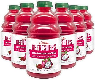Refreshers Dragon Fruit Lychee – Made with Real Fruit Juice – Drink Concentrate, No Artificial Colors, Shelf-Stable – Lightly Caffeinated with Green Coffee Extract (Six 46 oz Bottles)
