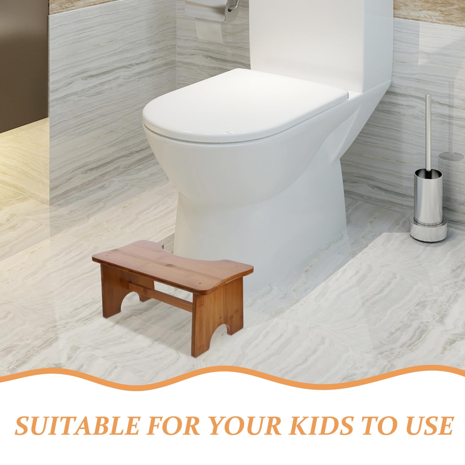 ORFOFE Taburete Ahorra Madera Niños para Baño de Rectangular Diseño Espacio Práctico Cómodo y Adecuado para Baño Infantil y Uso