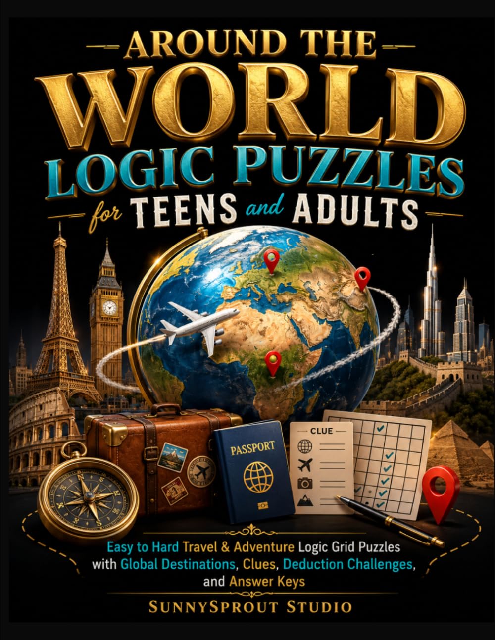 Around the World Logic Puzzles for Teens and Adults: Easy to Hard Travel & Adventure Logic Grid Puzzles with Global Destinations, Clues, Deduction Challenges, and Answer Keys