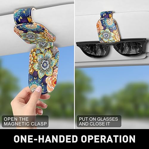 Miniatura 6 de Soporte de lentes de sol para visera de automóvil, soporte magnético de cuero para lentes de sol para automóvil, clip para colgar lentes de sol,