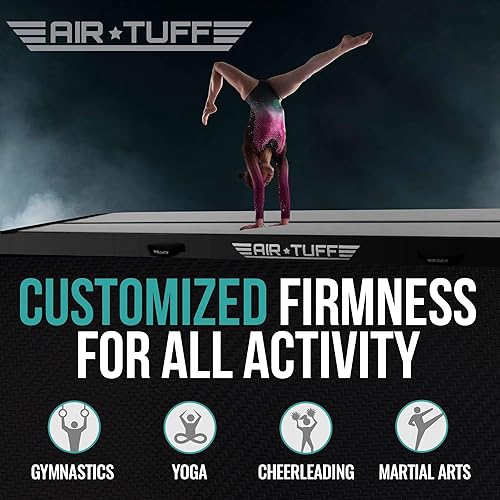 Miniatura 3 de AirTuff - Colchoneta inflable de gimnasia  pista de aire con bomba eléctrica para gimnasio en casa, yoga, animación, equipo de gimnasia, incluye