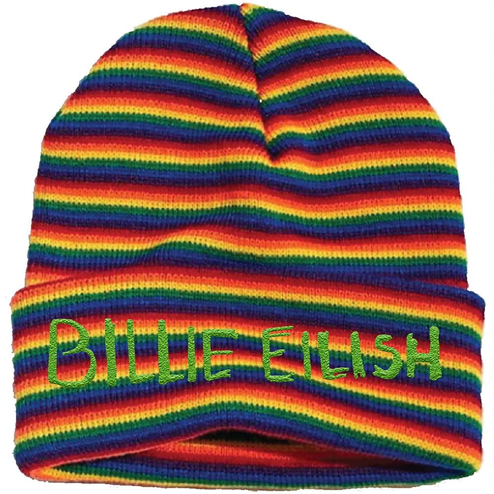 Billie Eilish Beanie Hat Stripes Logo Official Unisex One Size
