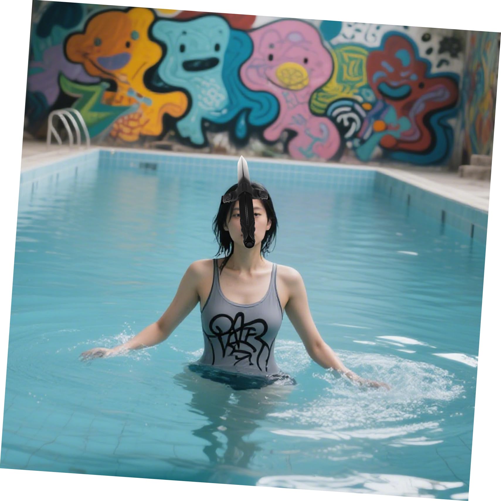 TOYANDONA Snorkel de Natación Tubo Flexible Boquilla de Silicona Diseño Semi-seco para Entrenamiento de Vueltas en Piscina