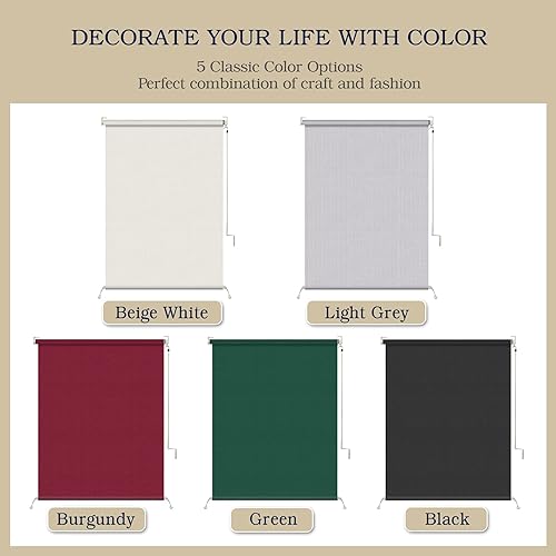 Vista 12 de Sunbox Persianas enrollables impermeables sin cordón para exteriores, tejidas a prueba de viento, persianas enrollables, privacidad y protección UV