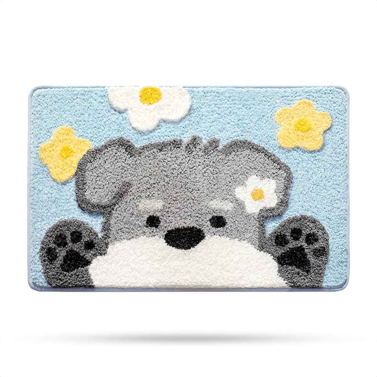 Molesun Schnauzer Bath Mat Bathroom Rug, Plush Microfiber Shower Rug Non-Slip Water Absorbent Bath Rug, Funny Animal Floor Mats for Kids Room, Bedroom