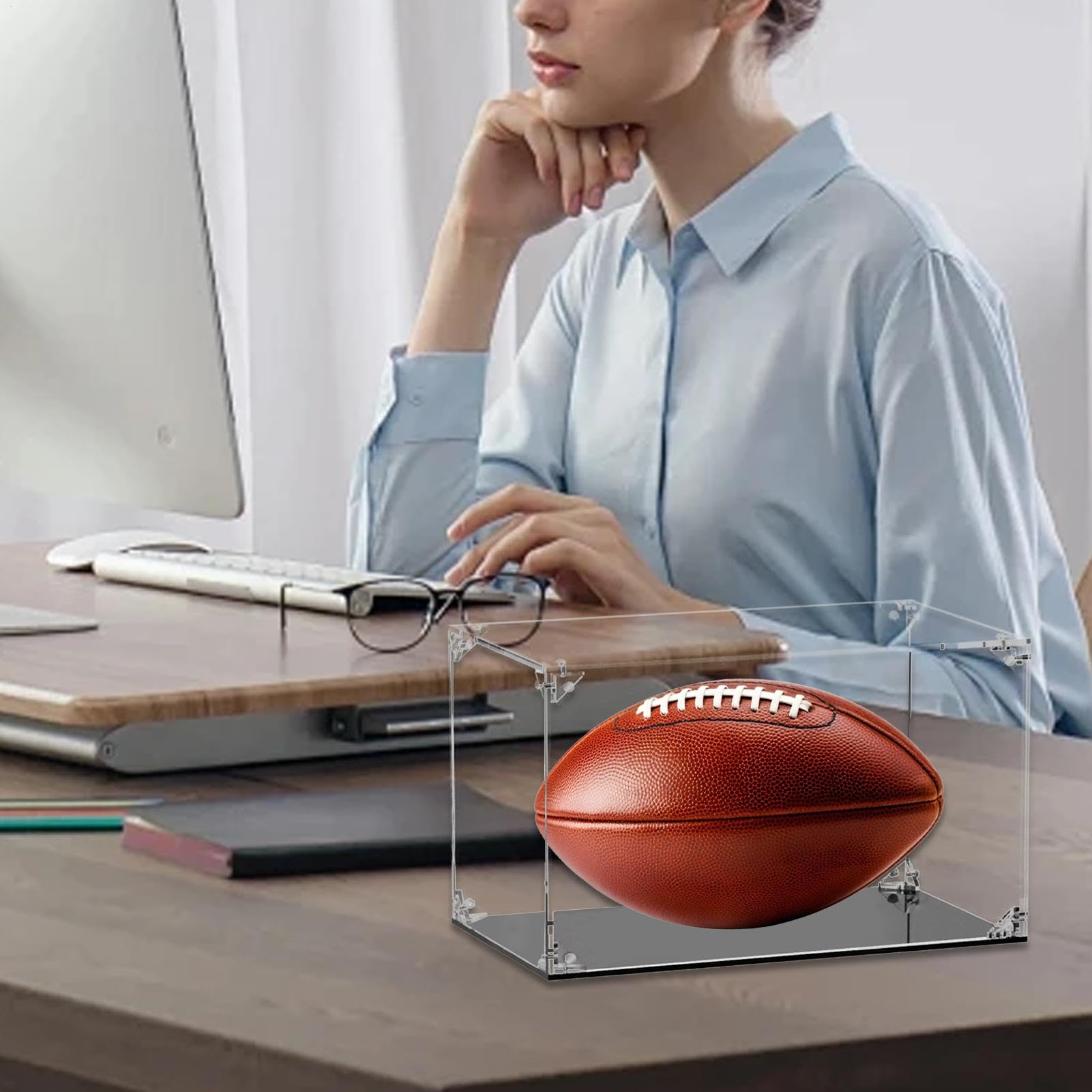 Expositora De Fútbol Transparente Expositor Montable Con Protección UV Y