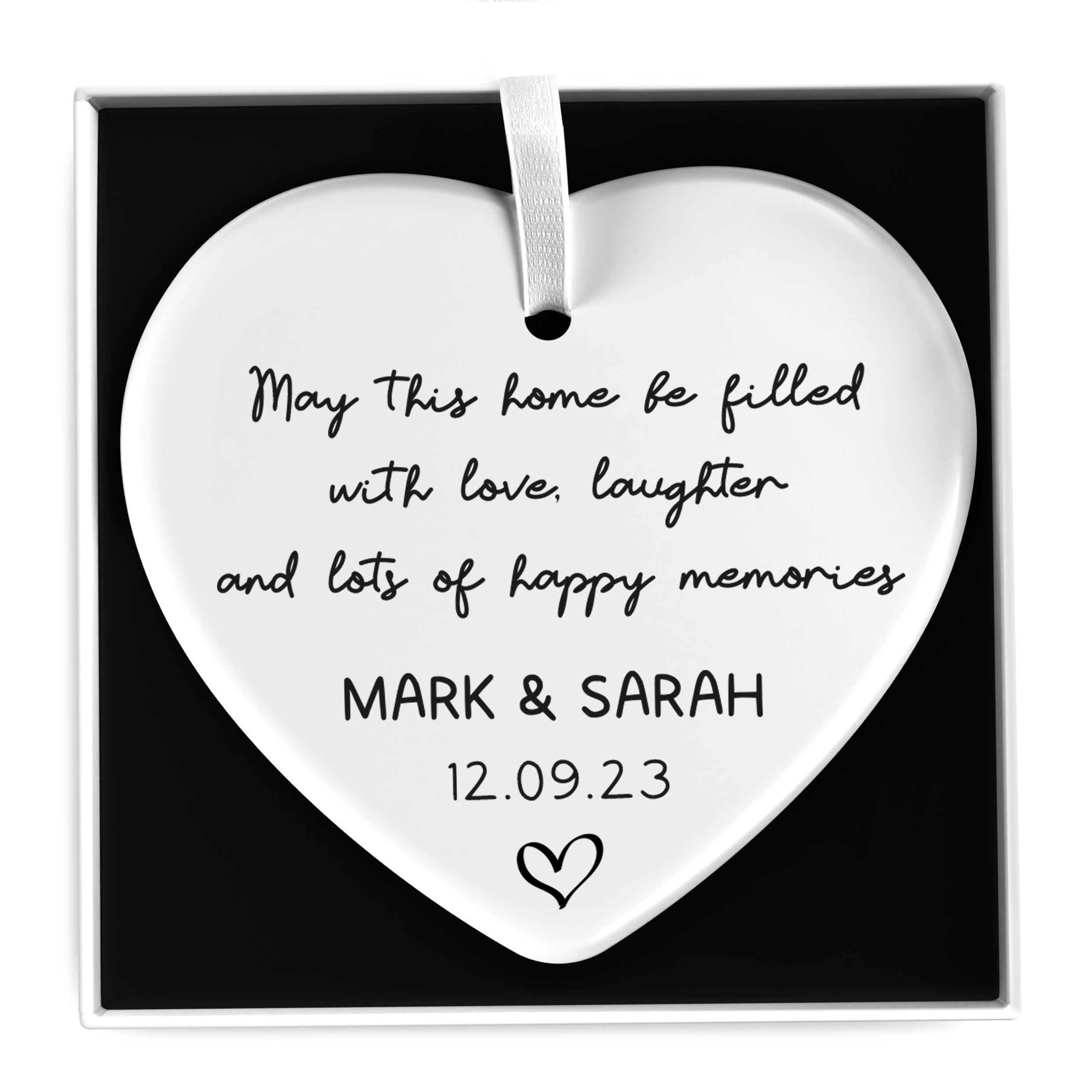 Beecreative New Home Blessing Gifts, Personalised New House Plaque, First Home Couples, Love Laughter Happy Memories With Gift Box