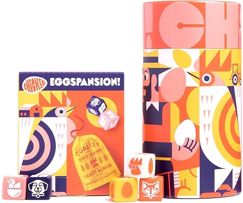Keymaster Games Pollo! + Pollo! Eggspansion Juego de dados simple y rápido Adultos, adolescentes y niños Juego de viaje fácil de empacar para